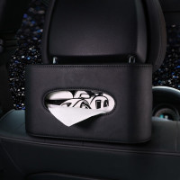 汽车用品抽纸盒奔驰宝马奥迪大众车载纸巾盒椅背挂式餐巾纸盒皮套|【黑色】无标-通用款式