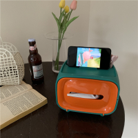 *复古配色 家居装饰超好康的撞色手机支架造型纸巾盒