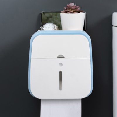 家用抽卫生纸盒收纳免打孔卫生间厕所壁挂式置物架马桶卷手纸巾架|[北欧风抽屉款]--天空蓝