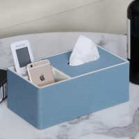 纸巾盒抽纸盒家用北欧ins轻奢风客厅餐巾纸茶几遥控器收纳多功能|北欧蓝双格收纳盒