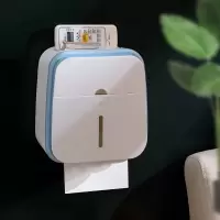 卫生间纸巾盒厕所收纳置物架抽纸免打孔壁挂式防水卫生纸厕纸卷纸|抽拉款-北欧蓝
