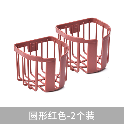 大卷纸盒壁挂式卫生间厕所家用客厅免打孔创意镂空圆形纸巾盒简约|圆形红色(2个装)