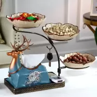 欧式多功能纸巾盒家用客厅茶几装饰美式餐桌抽纸盒遥控器收纳摆件|金属盒多功能湖蓝套装A