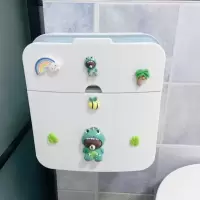 免打孔卫生间浴室可爱防水纸巾架厕纸壁挂抽纸洗脸巾盒厕所置物架|新款恐龙熊双层厕纸架21*15*22cm
