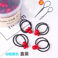 儿童发圈不伤发橡皮筋女童扎头发头绳公主宝宝发绳可爱高弹力皮套|盒装40根黑色(送发针)