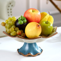 欧式多功能纸巾盒家用客厅茶几装饰美式餐桌抽纸盒遥控器收纳摆件|湖蓝水果盘