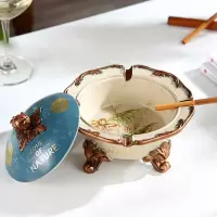 欧式多功能纸巾盒家用客厅茶几装饰美式餐桌抽纸盒遥控器收纳摆件|湖蓝树脂烟灰缸