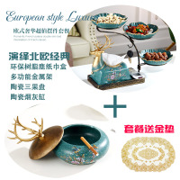 欧式多功能纸巾盒家用客厅茶几装饰美式餐桌抽纸盒遥控器收纳摆件|墨绿套装(送金垫)