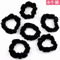 高弹力橡皮筋发绳绒布头绳韩国加粗成人耐用发圈扎头发皮筋头饰品|黑色6个装