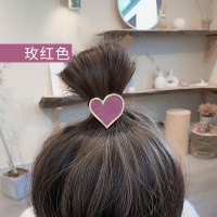 网红简约风爱心头绳雅少女扎头发圈韩国ins加粗皮筋发绳皮套|玫红色