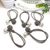 韩国发圈不伤发简约扎头发头绳打结时尚小清新珍珠双层橡皮筋发绳|[K123]灰色5根装