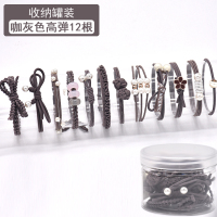韩国成人发圈发饰皮筋简约森系少女可以能当手链的头绳两用皮套|D款12件套咖灰色精致加强高弹