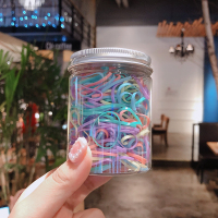 少女高弹力扎发一次性橡皮筋发圈 儿童成人发饰不伤发小皮筋头绳|3#春天色/大号/约300支罐装
