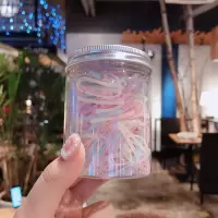 少女高弹力扎发一次性橡皮筋发圈 儿童成人发饰不伤发小皮筋头绳|4#果冻色/大号/约300支罐装