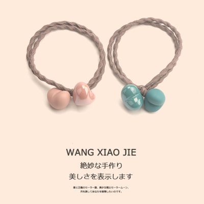 .皮筋头绳女简约韩版学生森女系爱心磨砂发圈扎头发橡皮筋皮套头|韩粉+湖蓝[爱心2个装]
