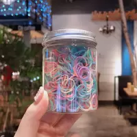 少女高弹力扎发一次性橡皮筋发圈 儿童成人发饰不伤发小皮筋头绳|9#春天色/小号/约600支罐装
