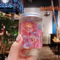 少女高弹力扎发一次性橡皮筋发圈 儿童成人发饰不伤发小皮筋头绳|12#彩虹色/小号/约600支罐装