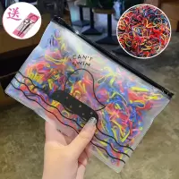 韩版小橡皮筋不伤发圈加厚一次性女孩成人扎头发绳黑色头饰品儿童|经典升级强拉款+收纳袋-色1500根+盘发器