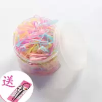韩版小橡皮筋不伤发圈加厚一次性女孩成人扎头发绳黑色头饰品儿童|经典升级强拉款+收纳罐-果冻色500根+盘发器