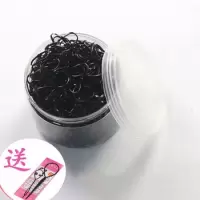 韩版小橡皮筋不伤发圈加厚一次性女孩成人扎头发绳黑色头饰品儿童|经典升级强拉款+收纳罐-黑色1000根+盘发器
