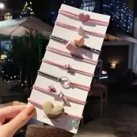 十元三样简约发饰小扎头发橡皮筋发绳头饰可爱ins发圈头绳饰品女|6#粉色系【8件套】