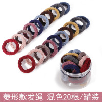 皮筋女扎头发网红头绳发圈韩版简约加粗高弹力耐用无接缝简单皮套|12#菱形款混色20条/罐