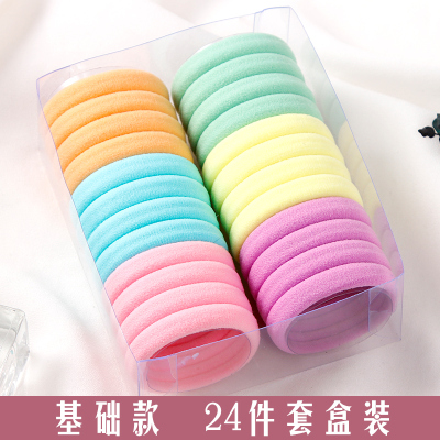 橡皮筋高弹力耐用发圈女扎头发少女绑头发饰品头绳简约气质发绳|8#基础款浅色发圈24件套