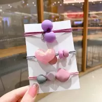 彩色爱心头绳韩版森系高弹力耐用橡皮筋扎头网红ins发圈皮套头饰|1#粉色3件套
