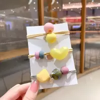 彩色爱心头绳韩版森系高弹力耐用橡皮筋扎头网红ins发圈皮套头饰|3#黄色3件套