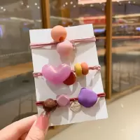 彩色爱心头绳韩版森系高弹力耐用橡皮筋扎头网红ins发圈皮套头饰|5#紫色3件套