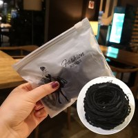 头绳女 网红ins橡皮筋发圈女简约可爱皮经扎头发细款皮筋发绳头饰|2合1豆节黑色20根