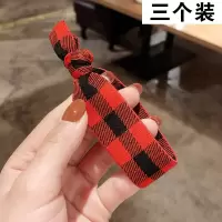 韩国东大门打结彩虹发绳网红简约扎头发高弹力耐用橡皮筋发圈少女|4124#红黑格发绳(三个装)