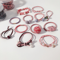 韩国小清新森女系发绳发饰简约扎头发马尾橡皮筋甜美头绳发圈套装|粉色12件套(2018)