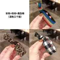 韩国东大门打结彩虹发绳网红简约扎头发高弹力耐用橡皮筋发圈少女|4149#彩色+豹纹+黑白格