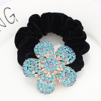 时尚水晶水钻头饰妈妈扎发饰品绒布发圈发绳头绳皮筋带钻头花|款式一天空蓝