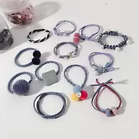 韩国小清新森女系发绳发饰简约扎头发马尾橡皮筋甜美头绳发圈套装|天蓝12件套(2018)