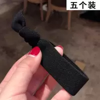 韩国东大门打结彩虹发绳网红简约扎头发高弹力耐用橡皮筋发圈少女|921#纯黑色(五个装)