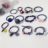 韩国小清新森女系发绳发饰简约扎头发马尾橡皮筋甜美头绳发圈套装|藏青12件套(2018)