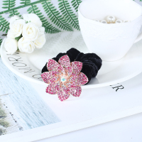 时尚水晶水钻头饰妈妈扎发饰品绒布发圈发绳头绳皮筋带钻头花|款式二粉色