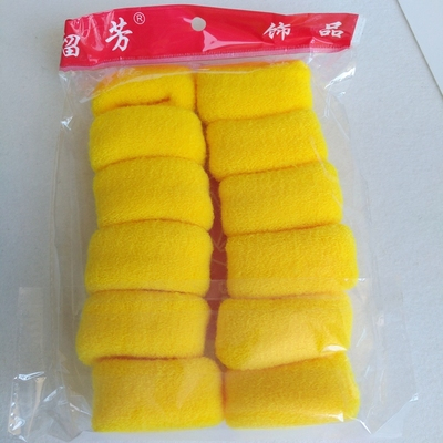 留芳加大号毛巾毛线针织发圈头绳皮筋不伤发橡皮筋无接缝皮套|大号黄色12个装