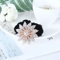 时尚水晶水钻头饰妈妈扎发饰品绒布发圈发绳头绳皮筋带钻头花|款式三白色