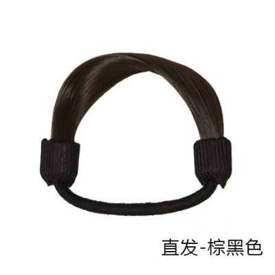 韩国成年假发扎头发马尾橡皮筋发圈女网红发绳扎头绳皮套皮圈发饰|直发-棕黑色