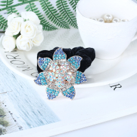 时尚水晶水钻头饰妈妈扎发饰品绒布发圈发绳头绳皮筋带钻头花|款式四天空蓝