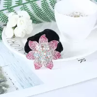 时尚水晶水钻头饰妈妈扎发饰品绒布发圈发绳头绳皮筋带钻头花|款式四粉色