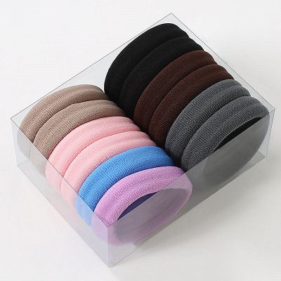 韩国网红简约黑色高弹力头绳皮套成年女加粗耐用扎头发马尾橡皮筋|12#加粗加厚高弹力大号淡粉系混色12个盒装