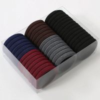 韩国网红简约黑色高弹力头绳皮套成年女加粗耐用扎头发马尾橡皮筋|17#高弹力大号酒红系混色40个盒装