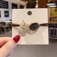 网红复古法式珍珠发圈女韩国发绳简约气质扎头橡皮筋头绳ins皮套|11#油画灰八边形
