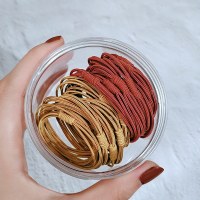 高弹力耐用小皮套皮筋女扎头发圈韩国网红ins风森系emija头绳发绳|姜黄+橘色=20个装