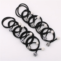 钻球头绳女简约发圈布艺格子马尾扎头发皮套气质皮筋发绳头饰韩国|黑色10根(网纱袋装)