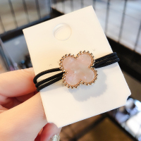 韩国四叶草头绳女简约小发绳皮经扎头发圈ins气质森系皮套橡皮筋|粉色